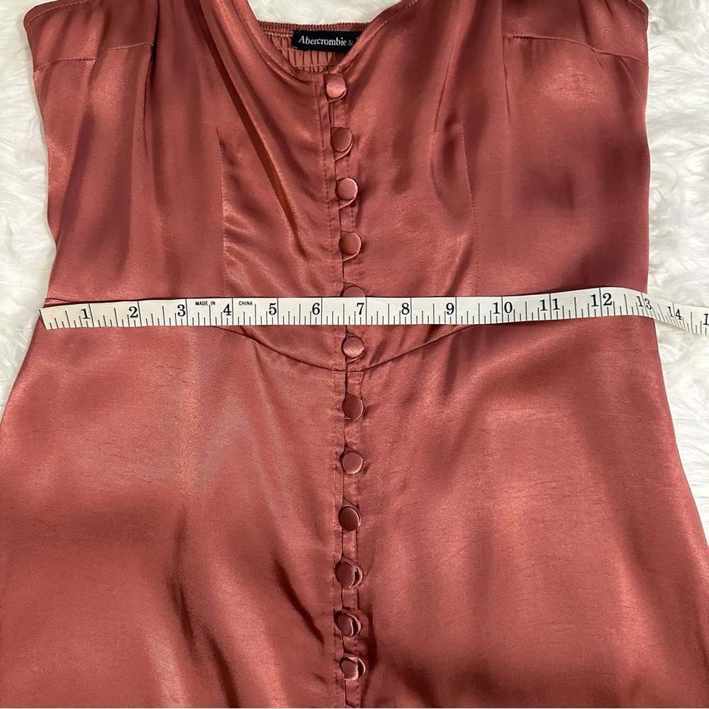 NWT Abercrombie & Fitch Button-Up Mini Satin Slip Dress Size Small - Picture 15 of 15